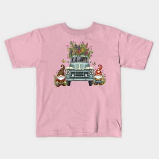 Spring Gnomes Garden Flower Truck Kids T-Shirt